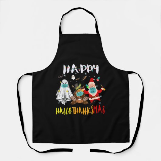 Happy Hanksmas Funny Halloween Thanksgiving Schort (Voorkant)