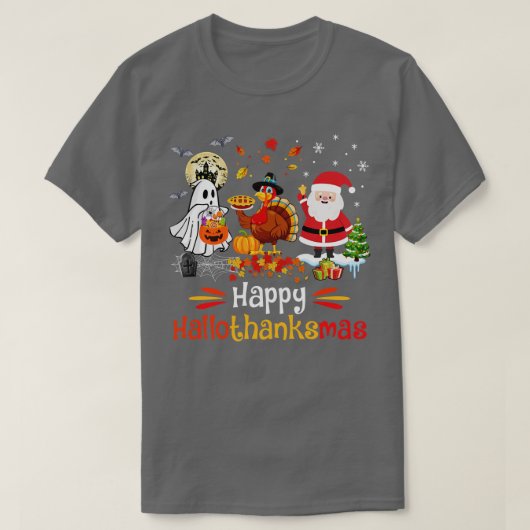 Happy Hanksmas Ghost Turkey Pumpkin Christma T-shirt (Design voorkant)