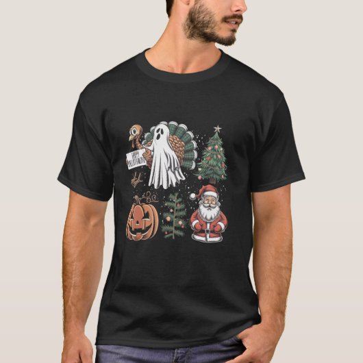Happy Hanksmas Ghost Turkey Pumpkin Christma T-shirt (Voorkant)