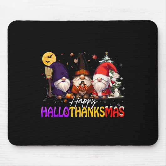 Happy Hanksmas Gnome Halloween Thanksgiving Muismat (Voorkant)