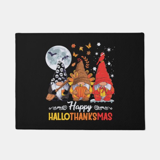 Happy Hanksmas Gnomes Halloween Thanksgiving Deurmat (Voorkant)