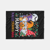 Happy Hanksmas Gnomes Halloween Thanksgiving Fleece Deken (Voorkant (Horizontaal))