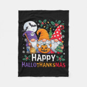 Happy Hanksmas Gnomes Halloween Thanksgiving Fleece Deken (Voorkant)