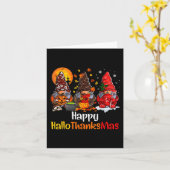 Happy Hanksmas Gnomes Halloween Thanksgiving Kaart (Gele Bloem)