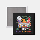 Happy Hanksmas Gnomes Halloween Thanksgiving Magneet (Voorkant / Achterkant)