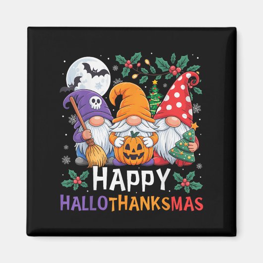 Happy Hanksmas Gnomes Halloween Thanksgiving Magneet (Voorkant)