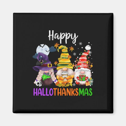 Happy Hanksmas Gnomes Halloween Thanksgiving Magneet (Voorkant)