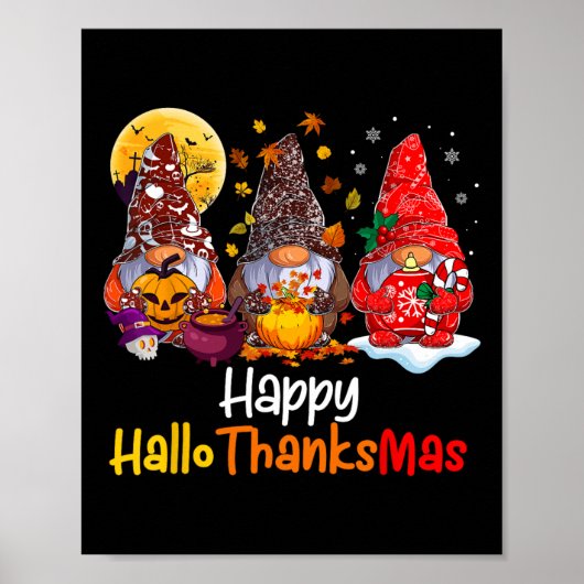 Happy Hanksmas Gnomes Halloween Thanksgiving Poster (Voorkant)