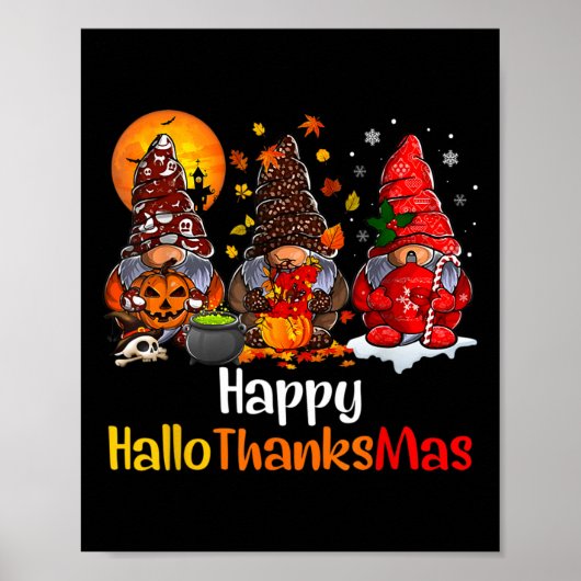 Happy Hanksmas Gnomes Halloween Thanksgiving Poster (Voorkant)