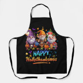 Happy Hanksmas Gnomes Halloween Thanksgiving Schort (Voorkant)