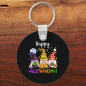 Happy Hanksmas Gnomes Halloween Thanksgiving Sleutelhanger (Voorkant)