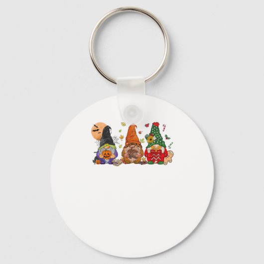 Happy Hanksmas Gnomes Halloween Thanksgiving Sleutelhanger (Voorkant)