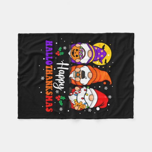 Happy Hanksmas Gnomes Lover Halloween Merry Fleece Deken (Voorkant (Horizontaal))