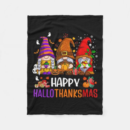 Happy Hanksmas Gnomes Lover Halloween Merry Fleece Deken (Voorkant)