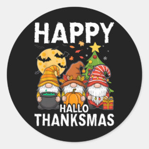 Happy Hanksmas Gnomes Lover Halloween Merry Ronde Sticker