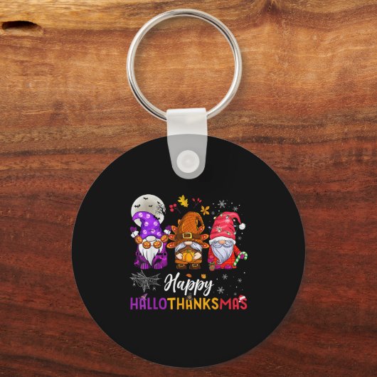 Happy Hanksmas Gnomes Lover Halloween Merry Sleutelhanger (Voorkant)