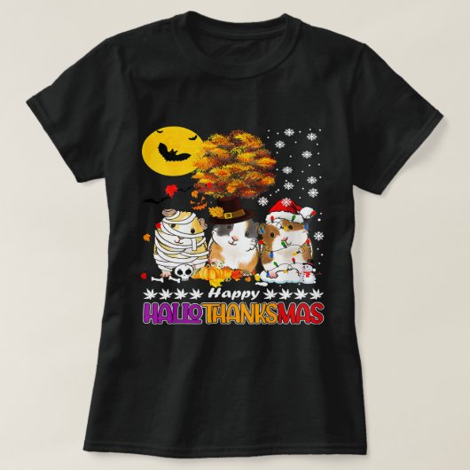 Happy Hanksmas Guinee Pig Halloween Thanksgi T-shirt (Design voorkant)