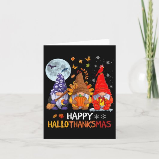 Happy Hanksmas Halloween Gnomes Thanksgiving Kaart (Voorkant)