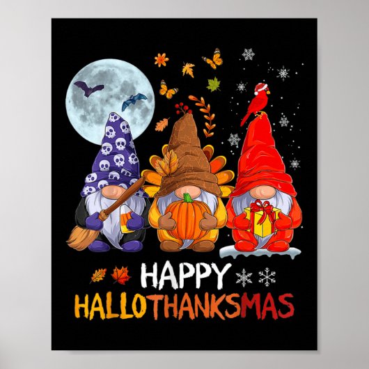 Happy Hanksmas Halloween Gnomes Thanksgiving Poster (Voorkant)