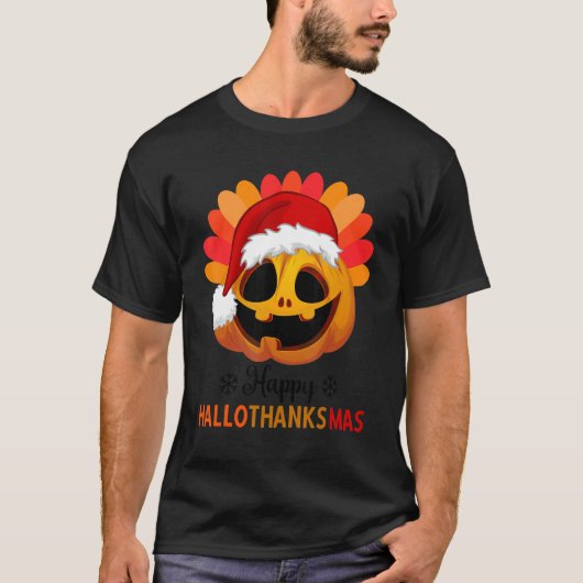 Happy Hanksmas Halloween Pumpkin Kerstmis H T-shirt (Voorkant)