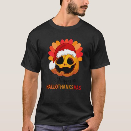 Happy Hanksmas Halloween Pumpkin Kerstmis H T-shirt (Voorkant)