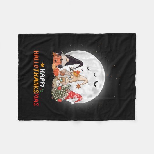 Happy Hanksmas Halloween Thanksgiving Christus Fleece Deken (Voorkant (Horizontaal))