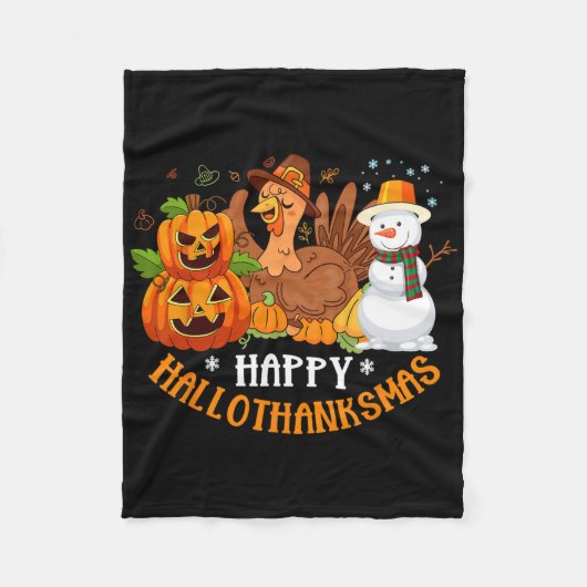 Happy Hanksmas Halloween Thanksgiving Christus Fleece Deken (Voorkant)