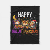 Happy Hanksmas Halloween Thanksgiving Christus Fleece Deken (Voorkant)