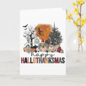 Happy Hanksmas Halloween Thanksgiving Christus Kaart (Gele Bloem)