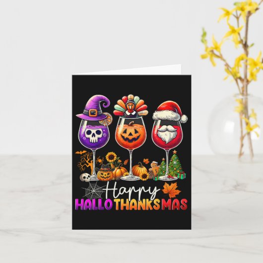 Happy Hanksmas Halloween Thanksgiving Christus Kaart (Gele Bloem)