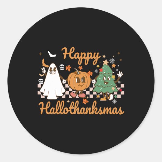 Happy Hanksmas Halloween Thanksgiving Christus Ronde Sticker (Voorkant)