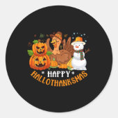 Happy Hanksmas Halloween Thanksgiving Christus Ronde Sticker (Voorkant)