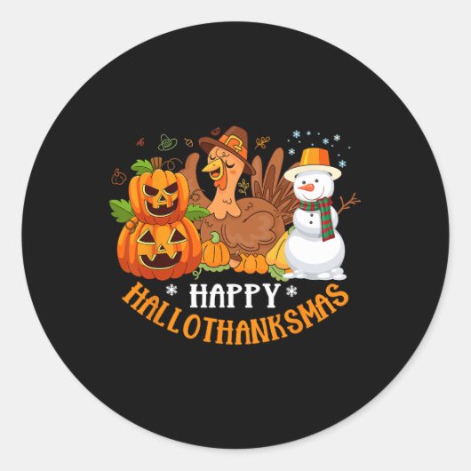 Happy Hanksmas Halloween Thanksgiving Christus Ronde Sticker (Voorkant)