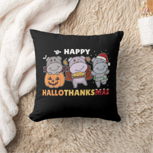 Happy Hanksmas Hippos Kerstmis Hippo Throw Kussen