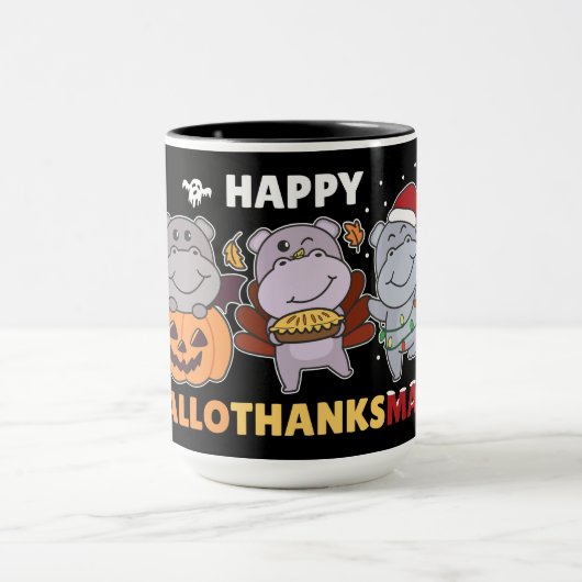 Happy Hanksmas Hippos Mok met Kerstmis Hippo (Midden)