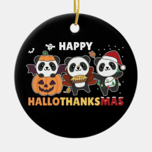 Happy Hanksmas Pandas Kerstmis Panda Cerami Keramisch Ornament