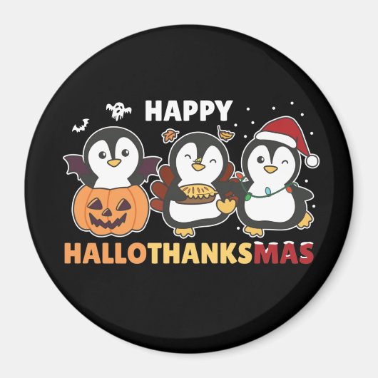 Happy Hanksmas Penguins Kerstpinguin Ma Magneet (Voorkant)