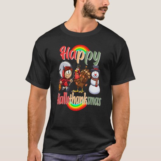 Happy Hanksmas Quotes Witch Turkey Snowman T-shirt (Voorkant)
