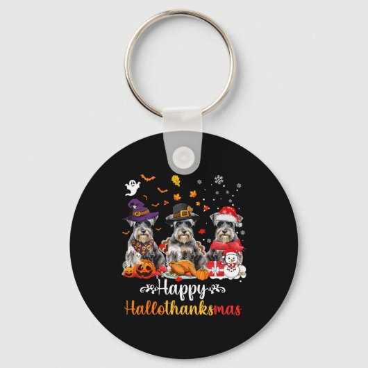 Happy Hanksmas Schnauzer Dog Halloween Sleutelhanger (Voorkant)