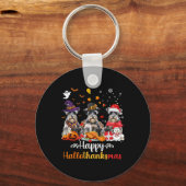Happy Hanksmas Schnauzer Dog Halloween Sleutelhanger (Voorkant)
