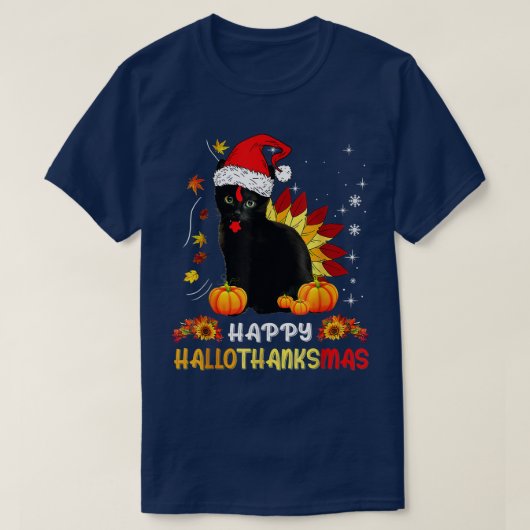 Happy Hanksmas Shirt Black Cat Halloween Thans (Design voorkant)