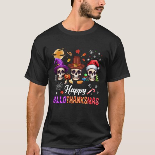 Happy Hanksmas Skull Halloween Thanksgiving T-shirt (Voorkant)