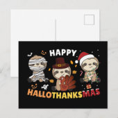 Happy Hanksmas Sloth Kerstmis Postc Briefkaart (Voorkant / Achterkant)