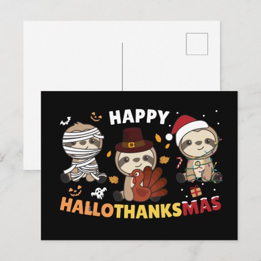 Happy Hanksmas Sloth Kerstmis Postc Briefkaart (Voorkant / Achterkant)