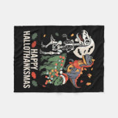 Happy Hanksmas T Rex Halloween Thanksgiving Fleece Deken (Voorkant (Horizontaal))