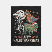 Happy Hanksmas T Rex Halloween Thanksgiving Fleece Deken (Voorkant)