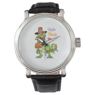 Happy Hanksmas T Rex Halloween Thanksgiving Horloge