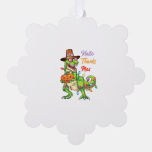 Happy Hanksmas T Rex Halloween Thanksgiving Ornament Kaart