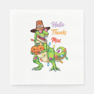Happy Hanksmas T Rex Halloween Thanksgiving Servet