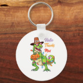 Happy Hanksmas T Rex Halloween Thanksgiving Sleutelhanger (Voorkant)